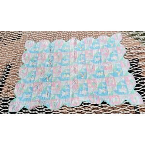 Vintage Baby Quilt - Handmade Crib Blanket Pastel Animal and Vintage Prints